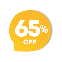 65% off. For sales, price discounts. Offers, promotions, outlet, retail, stores. Use in social media, banner, poster