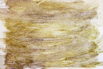 Abstract hand drawn spot of earthy, olive color on white background