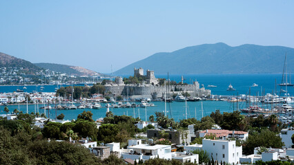View over the Bodrum castle and harbor