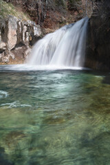 USA, Arizona, Fossil Creek. Fossil Creek Falls and pristine pool.