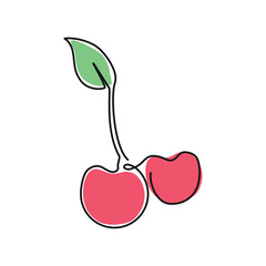 cherry fruit line drawing