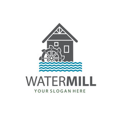 Fototapeta premium illustration of water mill wheel isolated on white background