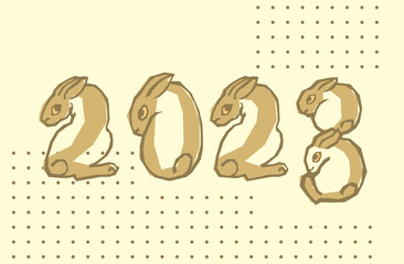 うさぎのシルエットと重なる2023年の文字