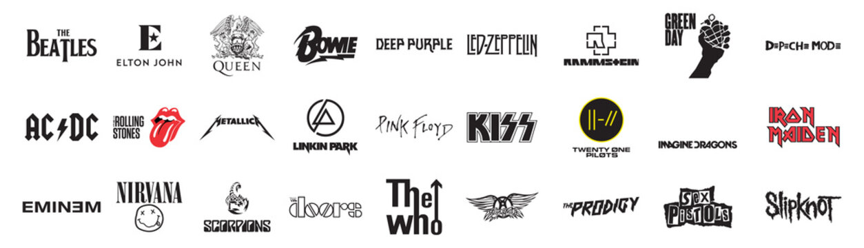 Vector logos of popular and famous music groups