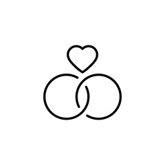  line Wedding icon. Wedding rings black icon. Wedding symbol, vector illustration
