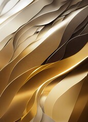 abstract and modern background with asymmetrical pattern and organic lines in shiny golden and silver colors