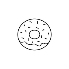  line donut icon - black vector sign