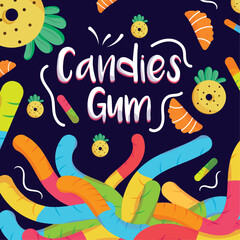 Colored seamless pattern background with gum candies Vector