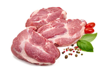Pork buston butt steaks, isolated on white background.
