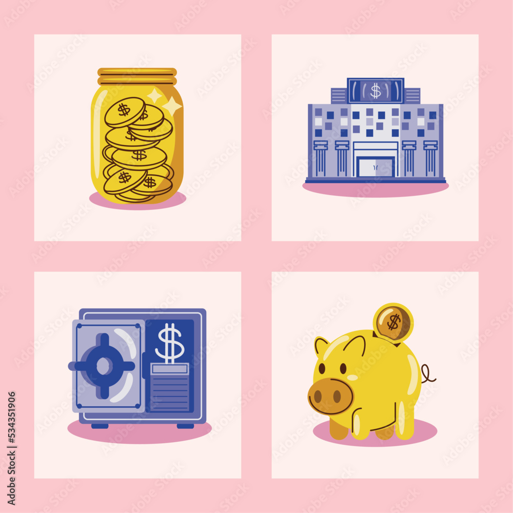 Poster set of saving money