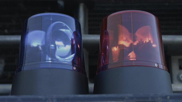 Flashing Police Lights Mounted On Front Bumper of Police Vehicle