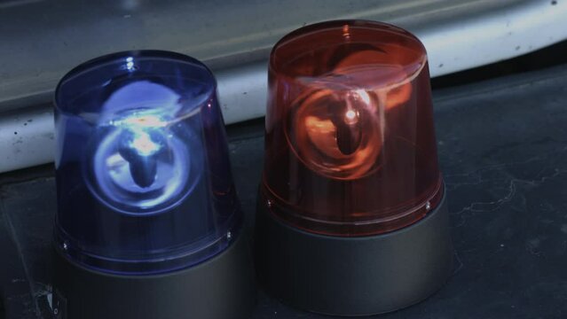 Flashing Police Lights Mounted On Front Bumper of Police Vehicle