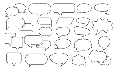 Set of Chat Message Bubbles Vector Icon. Communication icons. Talk bubble, dialog. Web icon set.