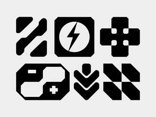 Fototapeta premium Futuristic shape streetwear element asset icon symbol Bundle HUD interface game technology separated editable