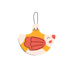 Cute christmas ornaments in shape of funny bird. Colorful glass bulb for new year decorations. baubles and ornaments set. Xmas holiday toy and decor. Figure for fir-tree