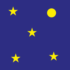 moon stars blue background. Space background. Vector illustration. Stock image. 