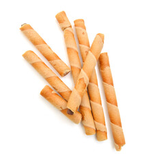 Waffle rolls isolated on white background