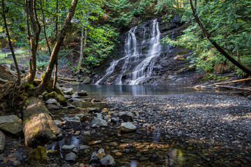 Nanaimo Beautiful waterfall surrounded by natural forest.