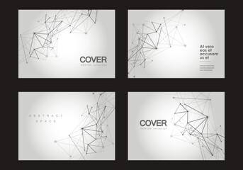 Vector A4 cover templates. Abstract presentation technology data design for brochure, flyer layout, booklet. Abstract background with connecting lines and dots