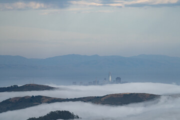 Mount Tam Views of San Francisco as fog rolls over hills