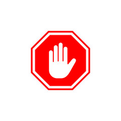 Stop icon vector for web and mobile app. stop road sign. hand stop sign and symbol. Do not enter stop red sign with hand