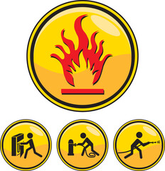 Hand drawn of fire flames on white background, vector illustration