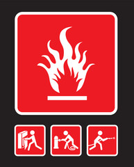 Hand drawn of fire flames on white background, vector illustration