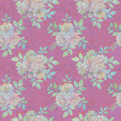 Fototapeta na wymiar Seamless botanical pattern for design. bouquet of watercolor flowers, abstract floral background.