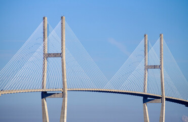 USA, Georgia, Savannah. Talmadge Memorial Bridge over the Savannah River.
