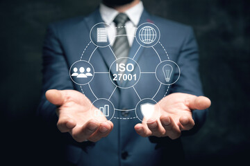 ISO 27001 and icons.
