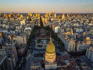 sunset at the national congress in buenos aires