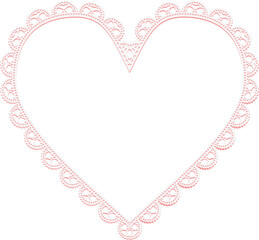 Openwork pink frame in the shape of lace hearts. Design element. - obrazy, fototapety, plakaty