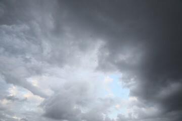 Picturesque view of sky with heavy rainy clouds