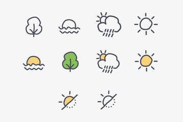Doodle hand drawing weather icon with color 