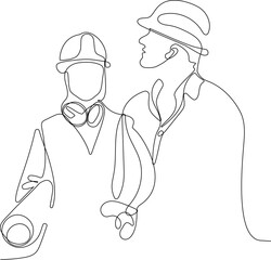construction manager and engineer working on building site. Vector illustration