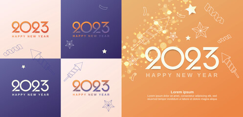 Set of 2023 new year greeting