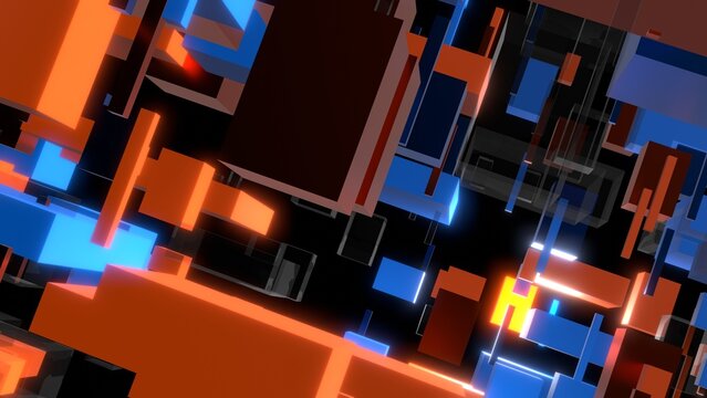 VJ キューブ デジタル シンプル 水色 オレンジ [別Verあり]