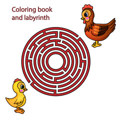 labyrinth coloring book chicken