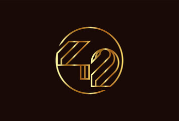 Number 42 Logo, Number 42 monogram line style inside circle can be used for birthday and business logo templates, flat design logo, vector illustration