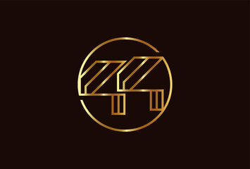 Number 44 Logo, Number 44 monogram line style inside circle can be used for birthday and business logo templates, flat design logo, vector illustration