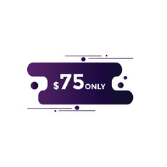 $75 USD Dollar Month sale promotion Banner. Special offer, 75 dollar month price tag, shop now button. Business or shopping promotion marketing concept
