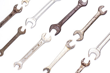 Old tools isolated on white background