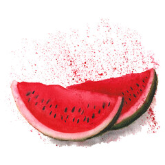 Watermelon with watercolor splashes