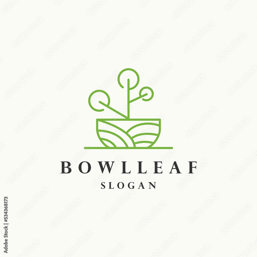 Wall mural Bowl leaf logo icon design template vector illustration