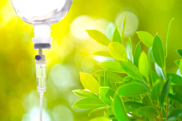 Vitamin iv drip natural therapy treatment concpet.