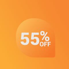 55% off Sale banner offer ad discount promotion vector banner. price discount offer. season sale promo sticker colorful background