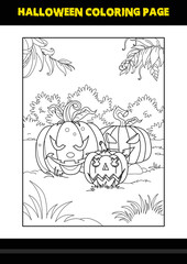 Halloween coloring page for kids. Line art coloring page design for kids.