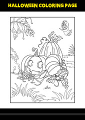Halloween coloring page for kids. Line art coloring page design for kids.