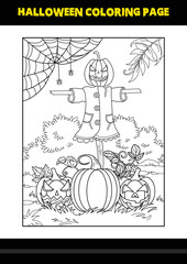 Halloween coloring page for kids. Line art coloring page design for kids.