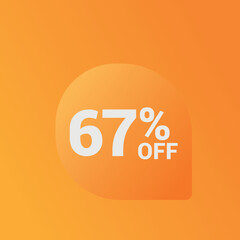67% off Sale banner offer ad discount promotion vector banner. price discount offer. season sale promo sticker colorful background